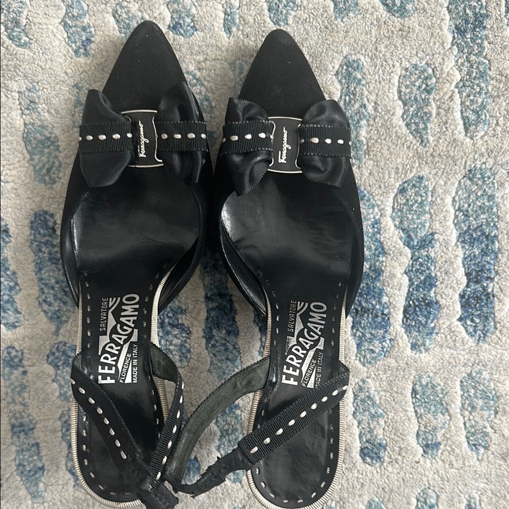 Salvatore Ferragamo Black Heels with Bow Accent